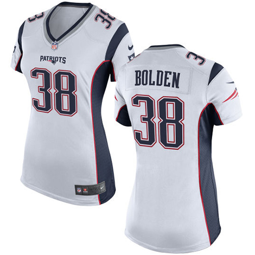 Women's Limited Brandon Bolden Nike Jersey White Road - #38 NFL New England Patriots